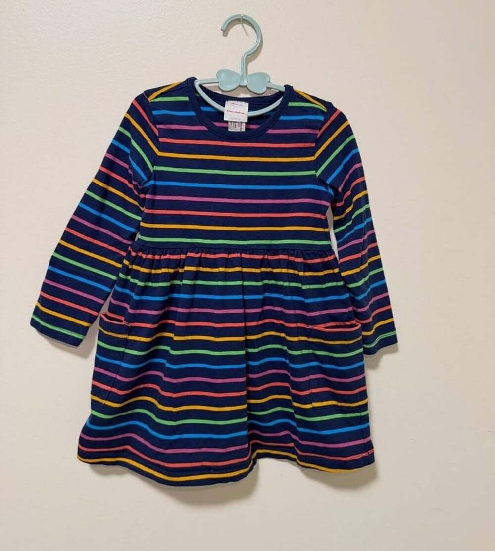 Hanna Andersson Long Sleeve Rainbow Stripe Dress Size 4 100cm